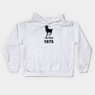 Black Aries Zodiac 1975 Kids Hoodie